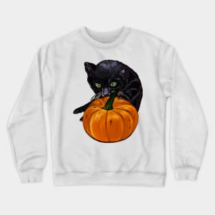 Pumpkin and black cat in Autmn Crewneck Sweatshirt